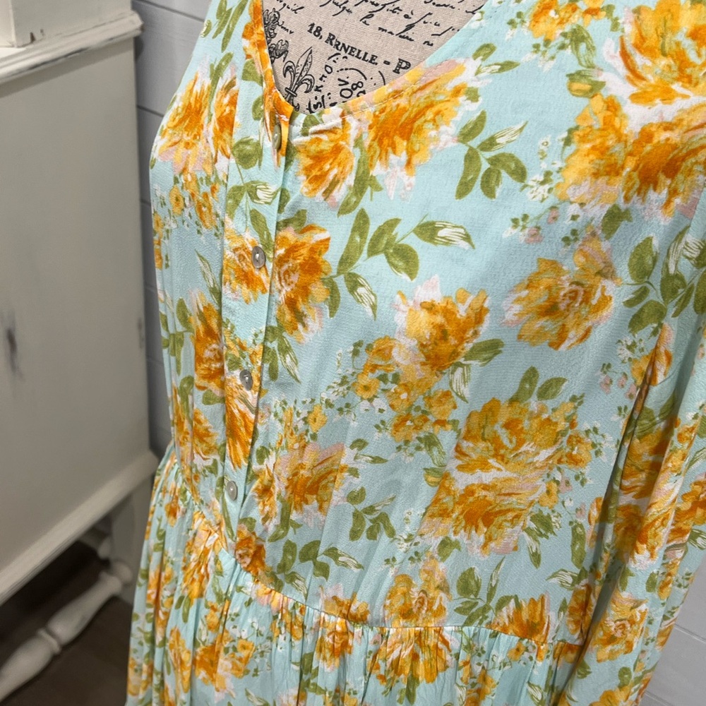 Roolee Floral Patterned Dress with Orange and Green Accents - Picture 7 of 10